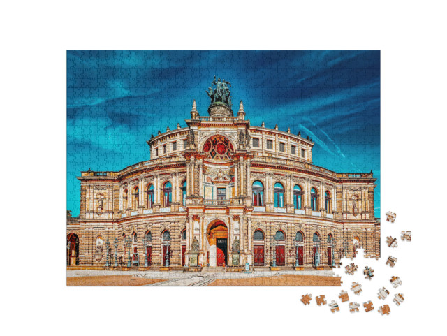 Puzzel 1000 stukjes „Indrukwekkend operagebouw Semper, Dresden, Duitsland“