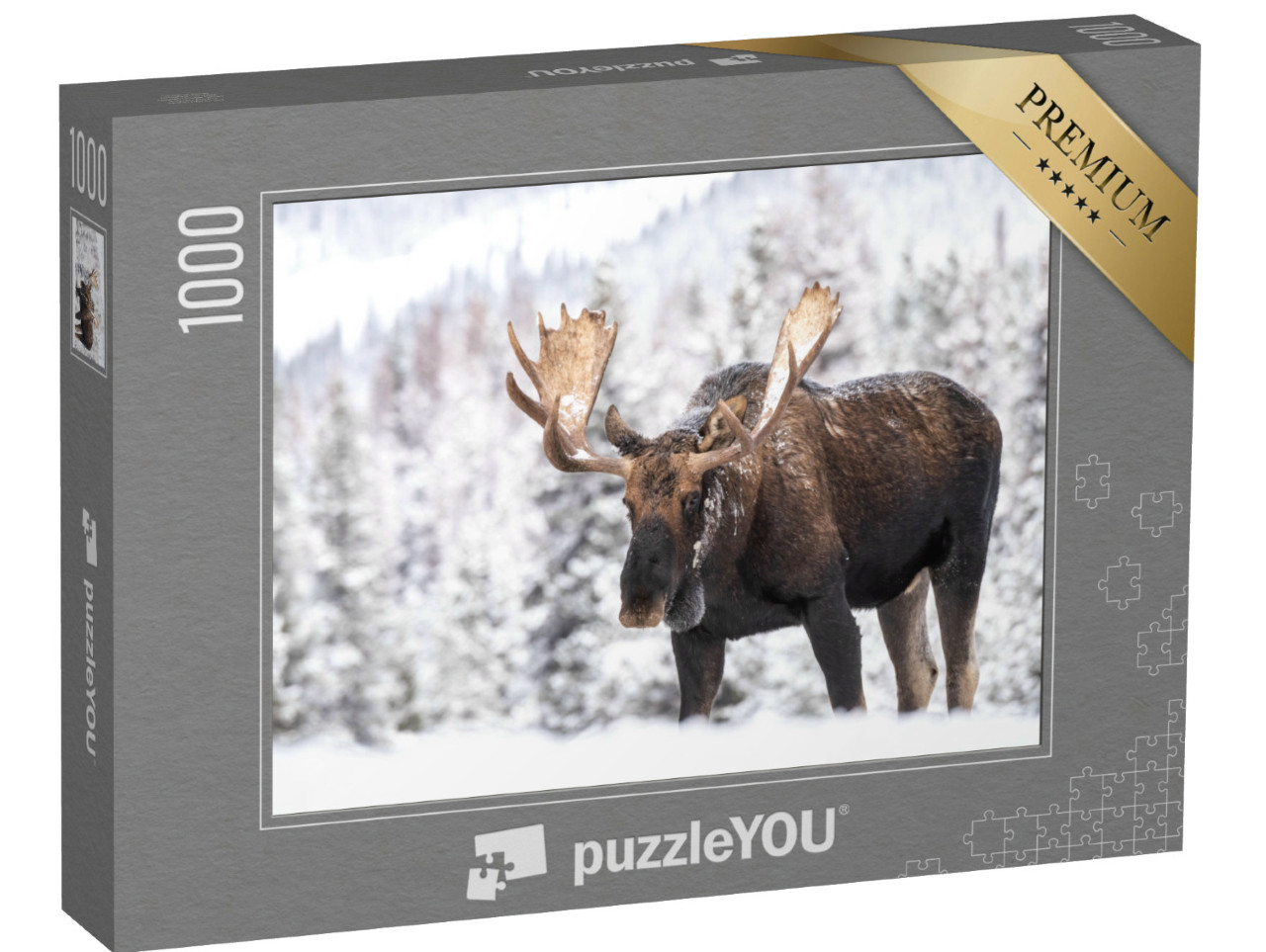 Puzzel 1000 stukjes „Elanden in de sneeuw in Jasper, Canada“