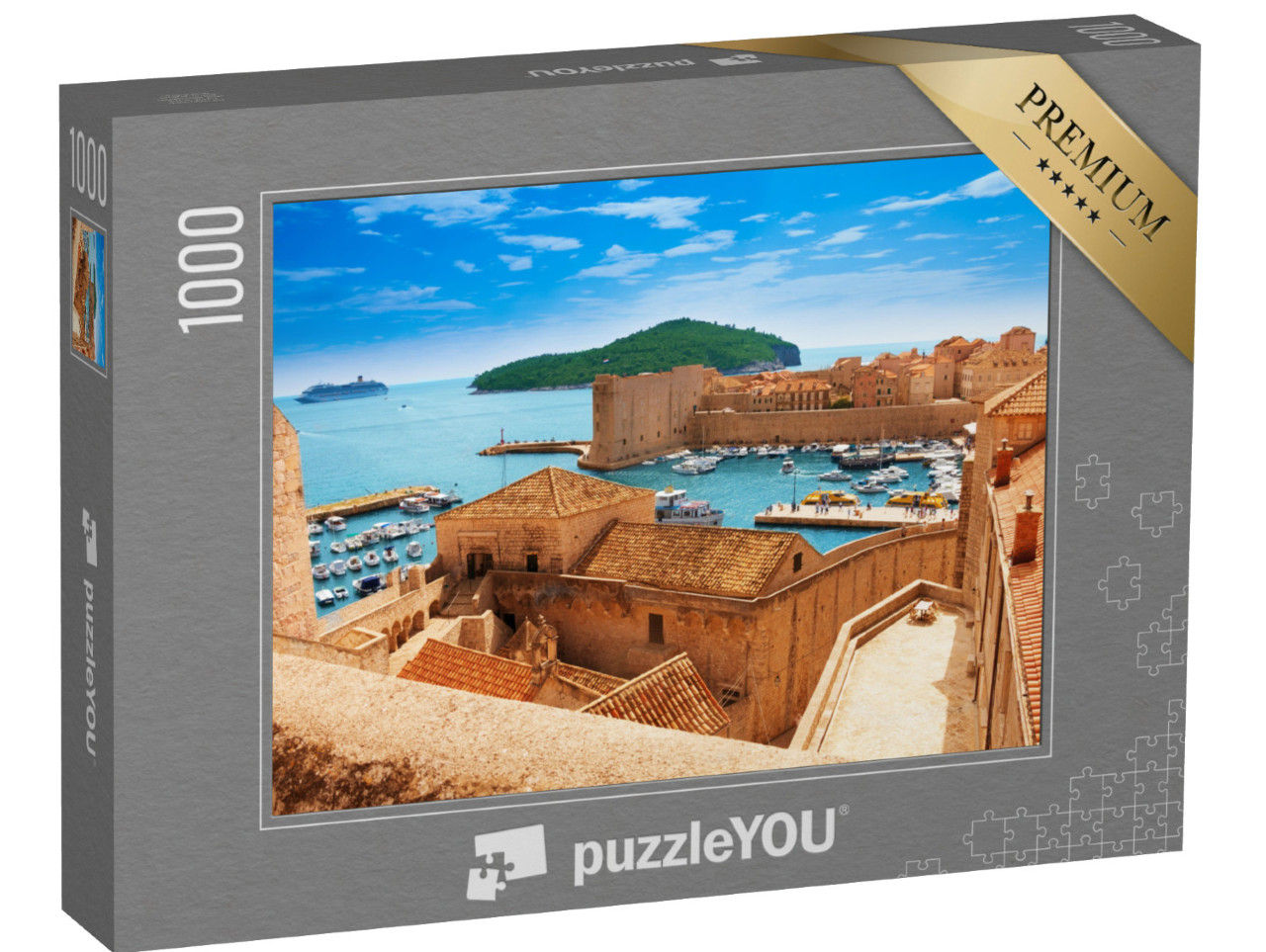 Puzzel 1000 stukjes „De haven van Dubrovnik vanaf de oude stadsmuren“