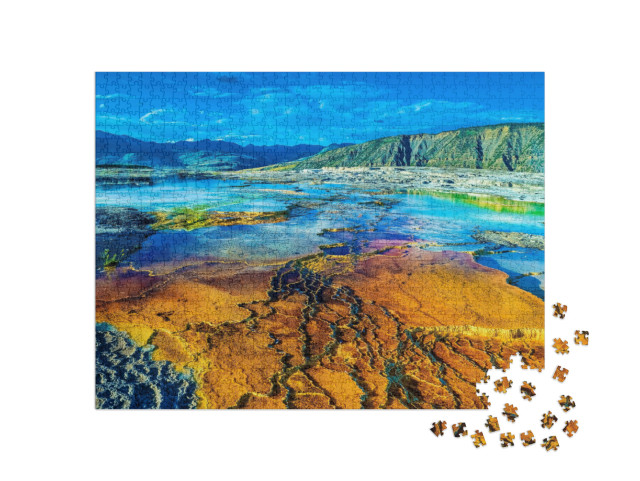 Puzzel 1000 stukjes „Yellowstone National Park en Mammoth Hot Springs“