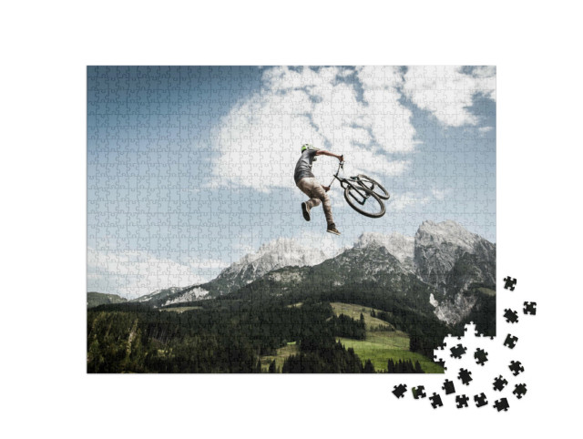Puzzel 1000 stukjes „Mountainbikestunt“