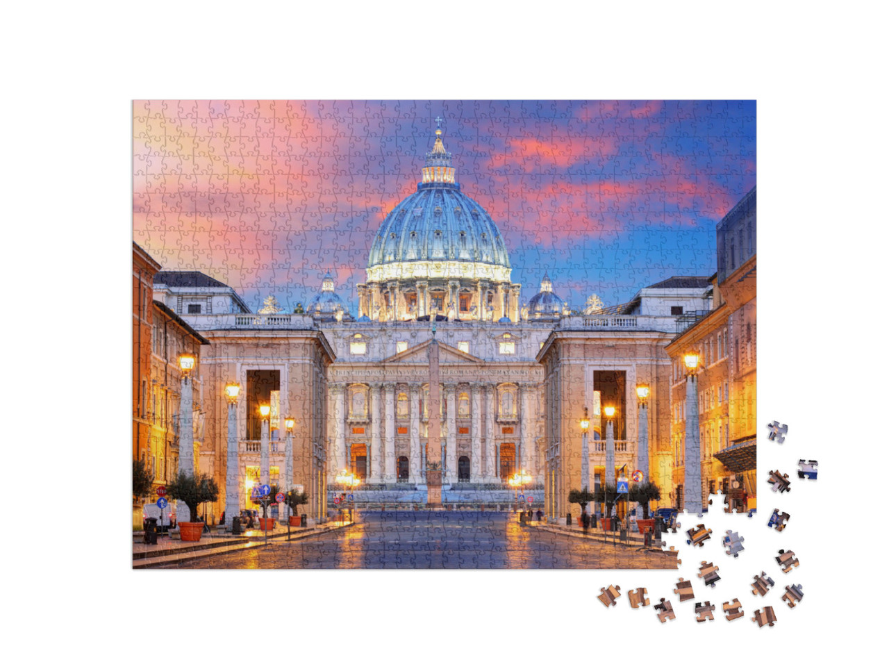 Puzzel 1000 stukjes „Vaticaanstad in het licht van de ondergaande zon“