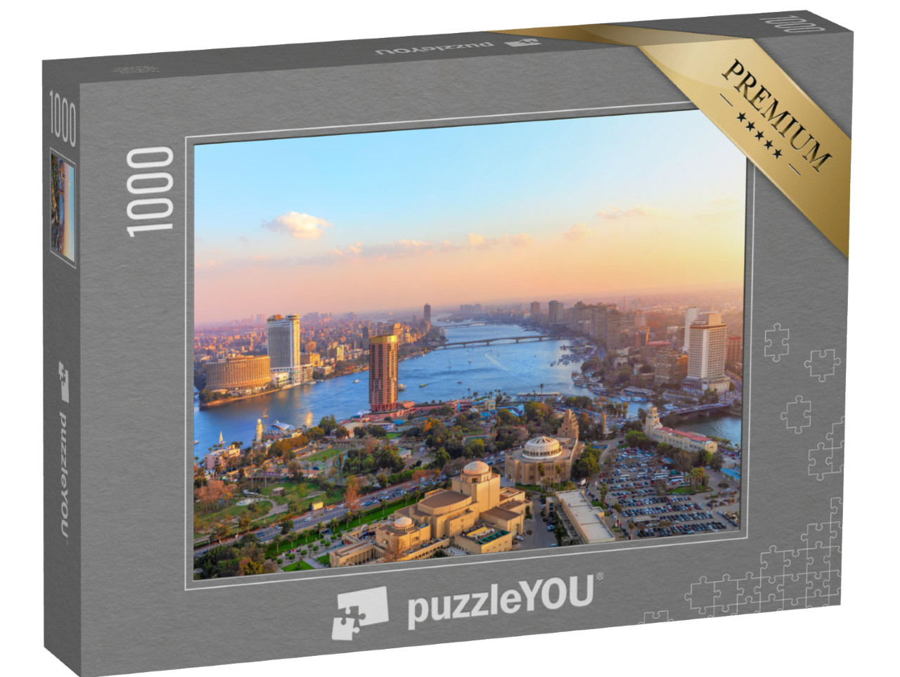 Puzzel 1000 stukjes „Luchtfoto van Caïro bij zonsondergang“