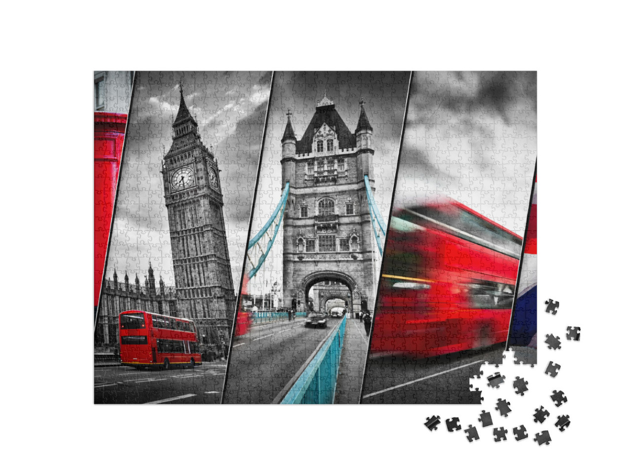 Puzzel 1000 stukjes „Prachtige collage van beroemde monumenten in Londen“