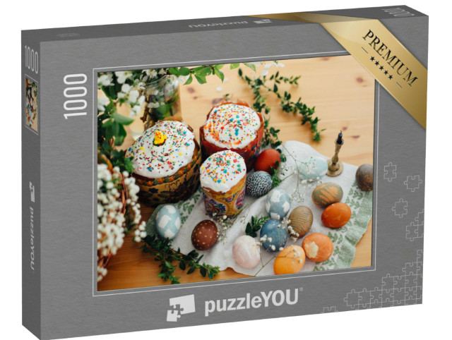 Puzzel 1000 stukjes „Zelfgemaakte kleine paascakejes en paaseitjes“