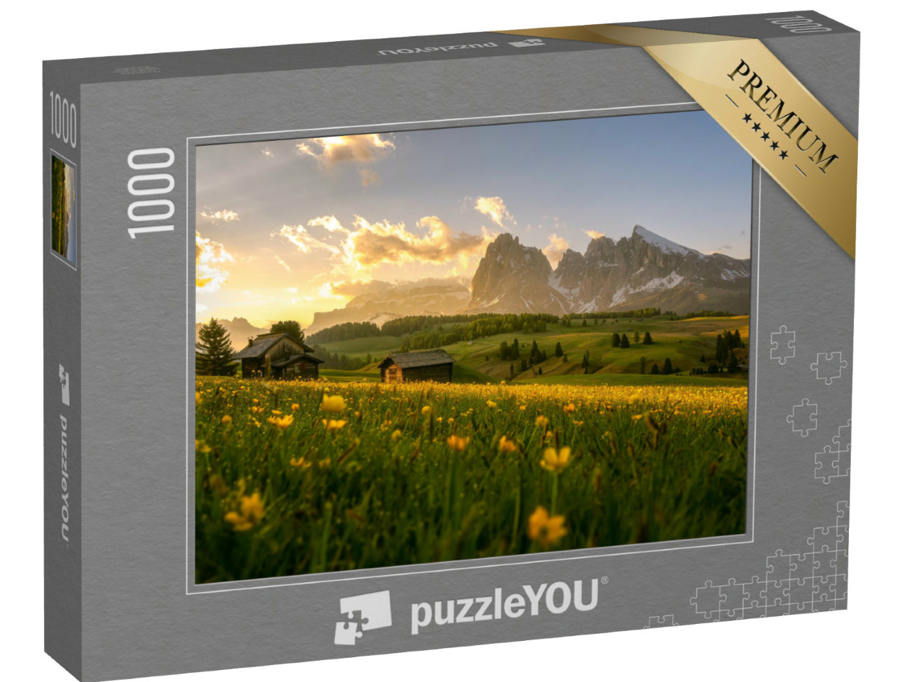 Puzzel 1000 stukjes „Prachtige zonsopgang boven de Seiser Alm, Zuid-Tirol“