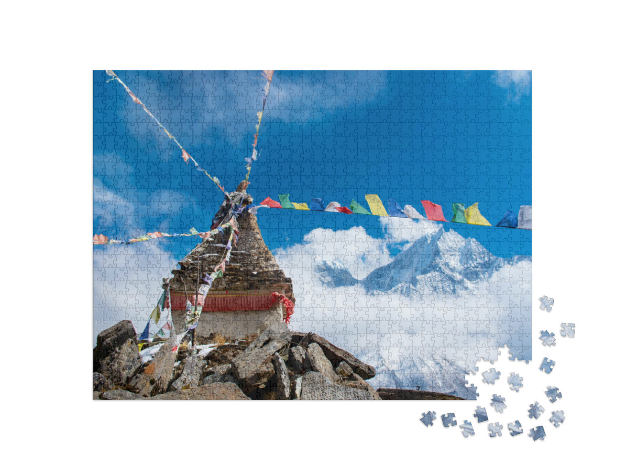 Puzzel 1000 stukjes „Boeddhistische stoepa in de bergen, Everest, Nepal“