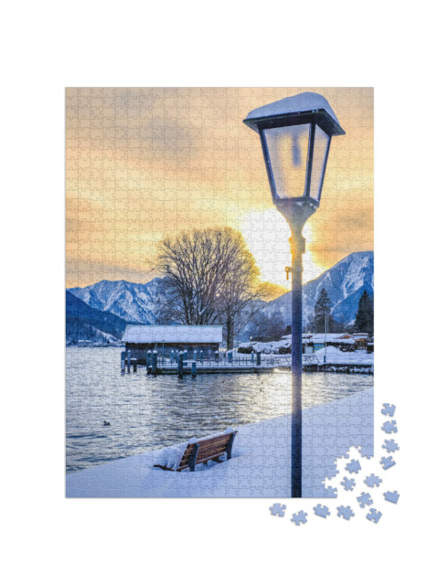 Puzzel 1000 stukjes „Winterlandschap aan de Tegernsee in Beieren“
