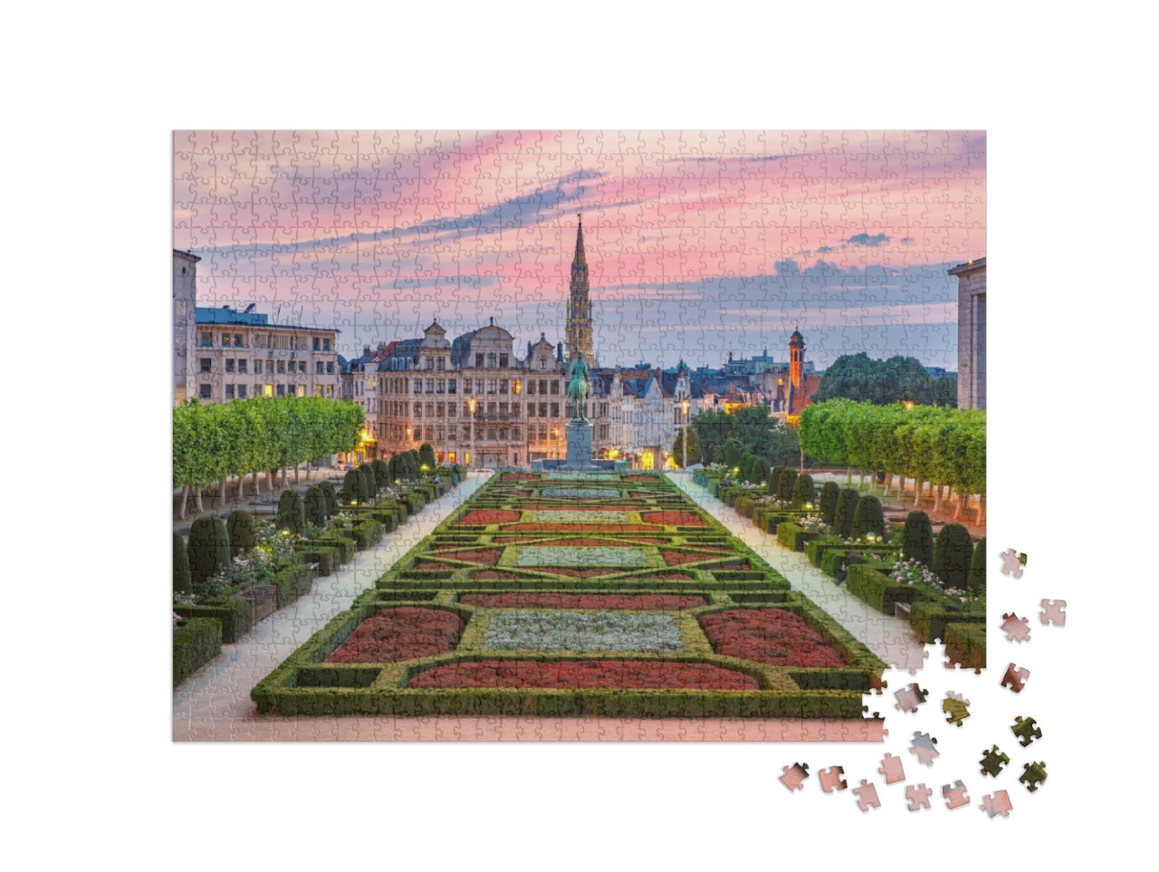 Puzzel 1000 stukjes „Stadhuis en Kunstberg in Brussel, België“