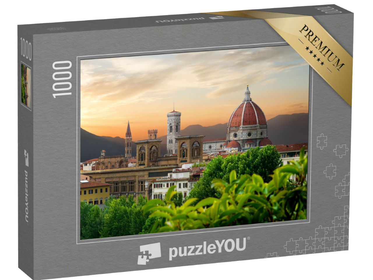 Puzzel 1000 stukjes „Avond boven de kathedraal van Santa Maria del Fiore, Florence, Italië“