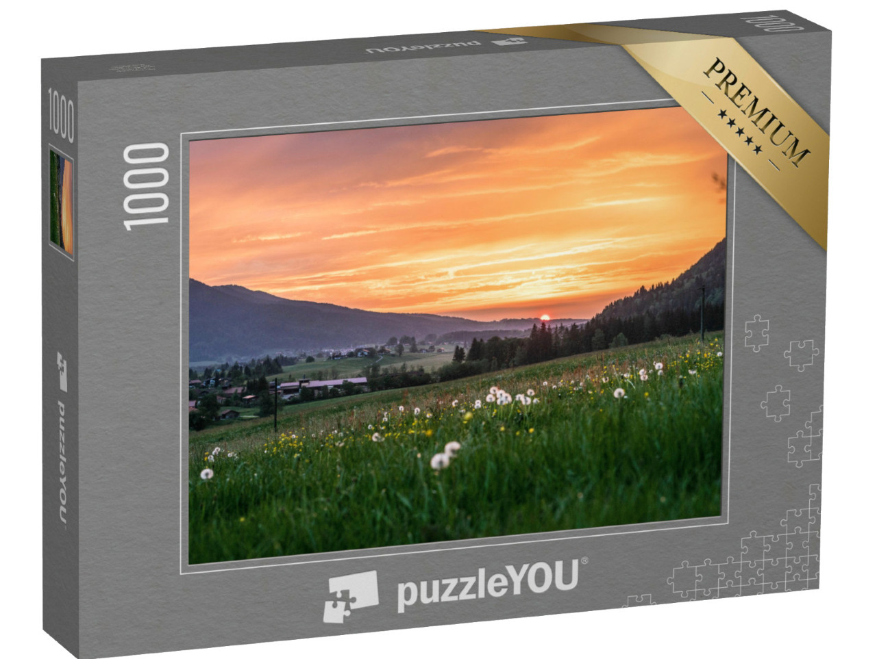 Puzzel 1000 stukjes „Zonsondergang boven Inzell in de Chiemgauer Alpen“