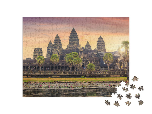 Puzzel 500 stukjes „Prachtige zonsopgang bij Angkor Wat, Siem Reap, Cambodja“