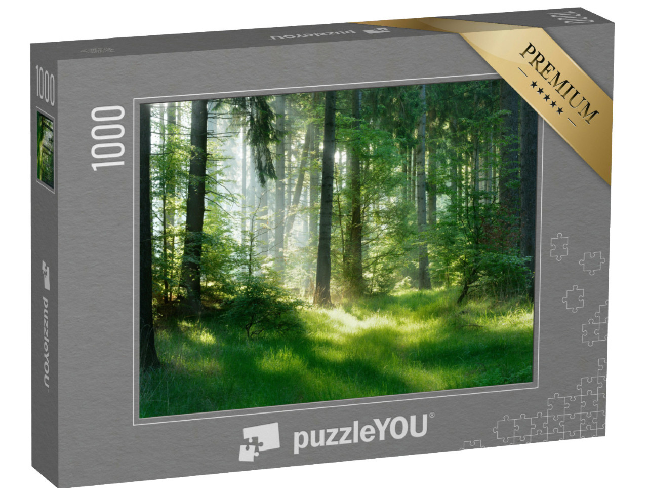 Puzzel 1000 stukjes „Een mystieke sfeer in het sparrenbos“