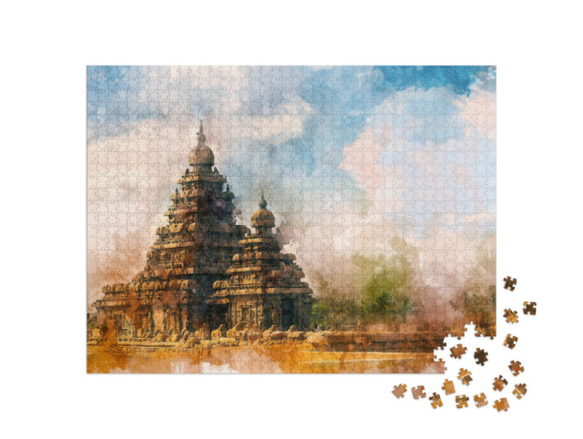 Puzzel 1000 stukjes „Tempel van Mahabalipuram, Tamil Nadu, India“
