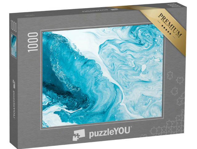 Puzzel 1000 stukjes „Marmerstructuur in blauw met wit“