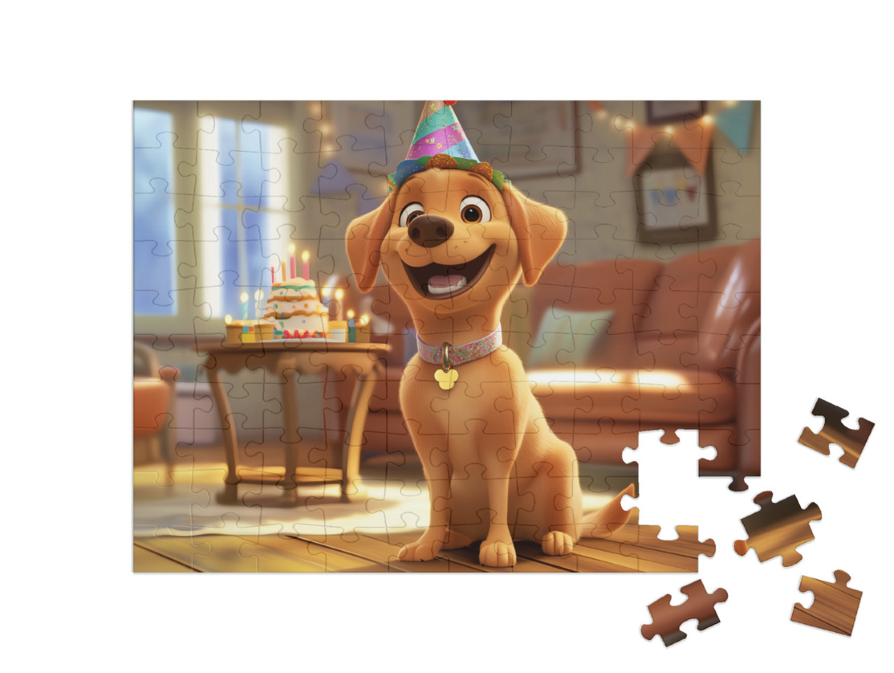 Puzzel 100 stukjes „Gelukkige verjaardag van je hondenvriend“