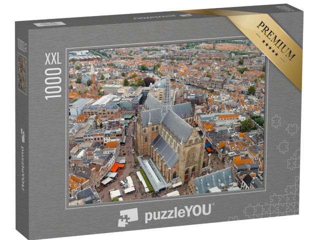 Puzzel 1000 stukjes XXL „Haarlem, Sint-Bavokerk met panoramisch uitzicht over het centrum van Haarlem“