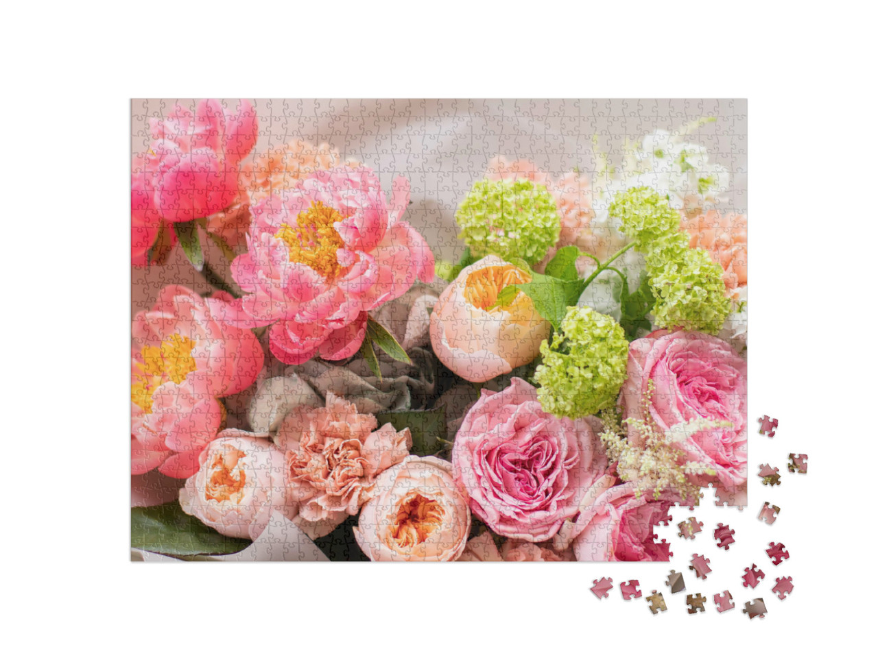 Puzzel 1000 stukjes „Een boeket gemengde bloemen“