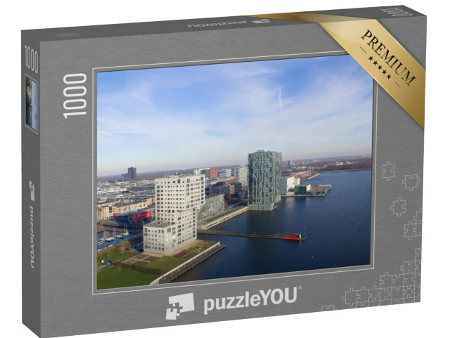 Puzzel 1000 stukjes „Luchtfoto van de skyline van Almere, Nederland“