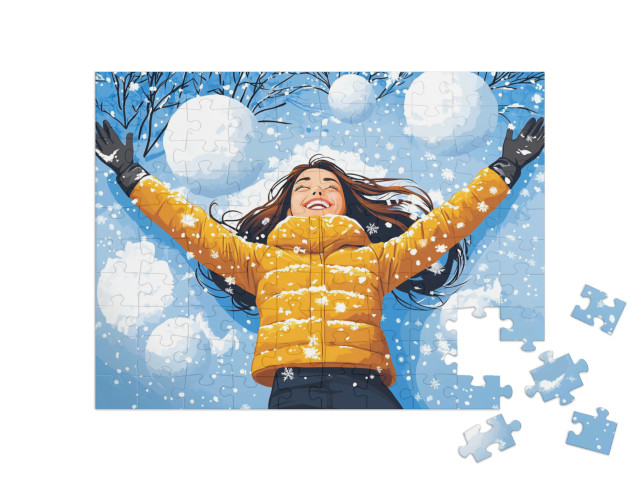 Puzzel 100 stukjes „Sneeuwengelen in het winterse bos“
