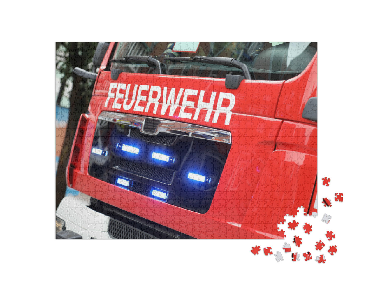 Puzzel 1000 stukjes „Duitse brandweerwagen in actie“
