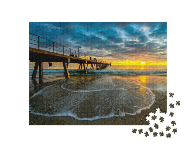 Puzzel 1000 stukjes „Glenelg Beach steiger bij zonsondergang, Australië“