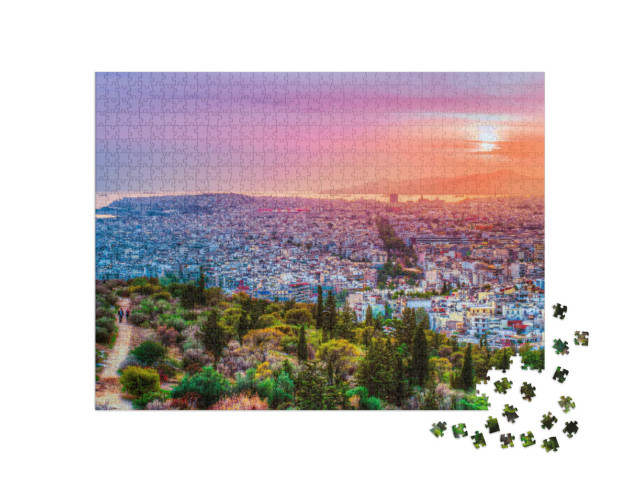 Puzzel 1000 stukjes „Athene bij zonsondergang“