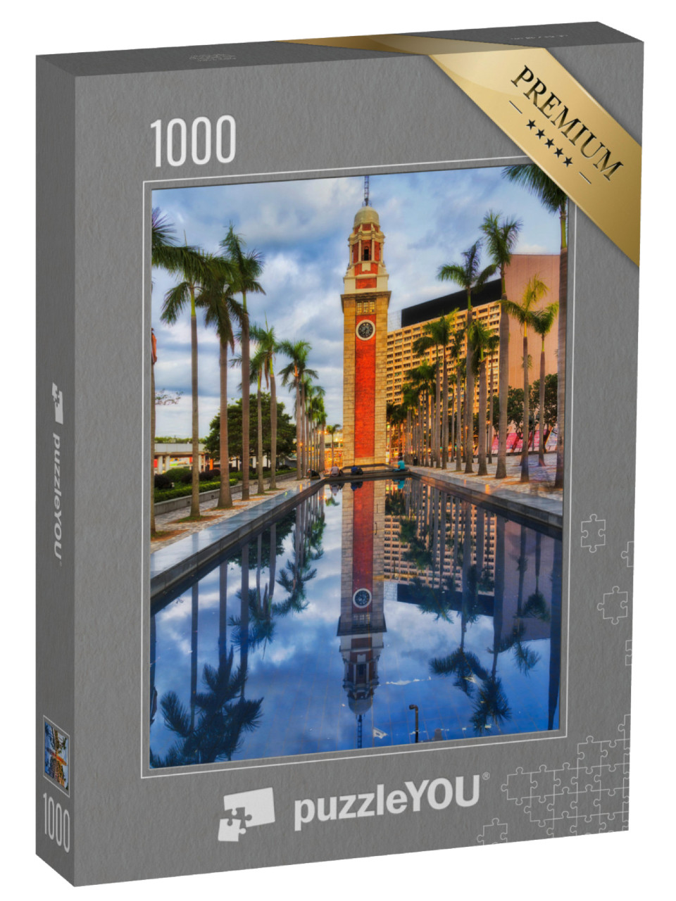 Puzzel 1000 stukjes „Klokkentoren in de stad Hongkong“