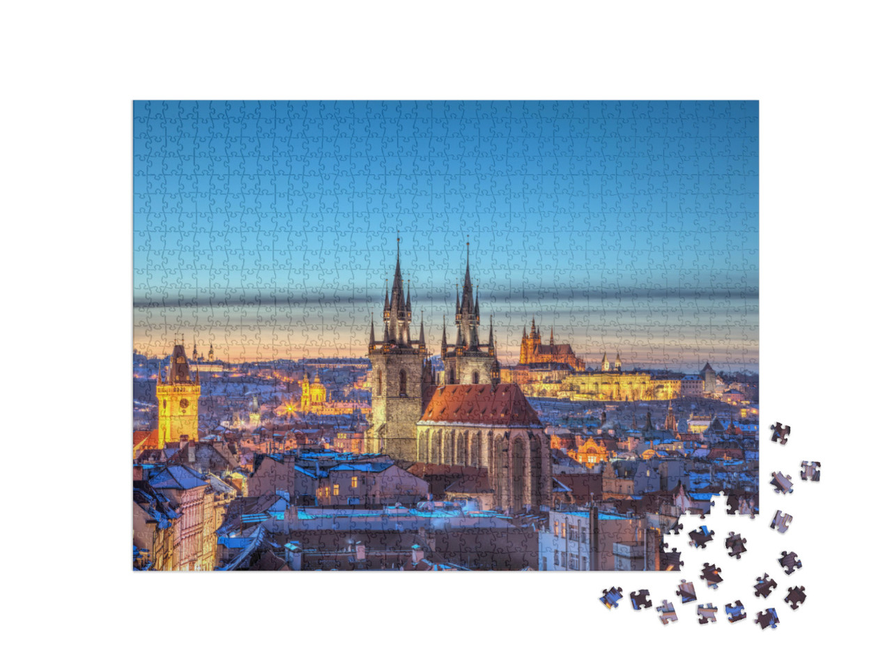 Puzzel 1000 stukjes „Uitzicht over het historische centrum van Praag“