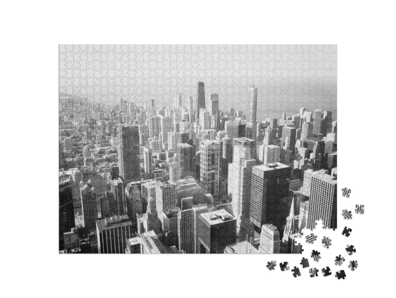 Puzzel 1000 stukjes „Skyline van Chicago en Lake Michigan“