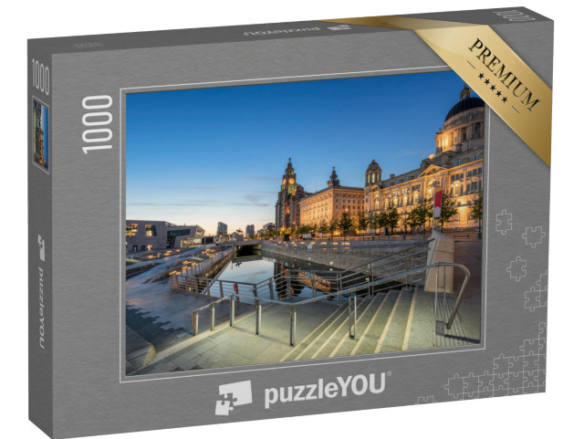 Puzzel 1000 stukjes „De drie gratiën aan de waterkant van Pier Head in Liverpool“