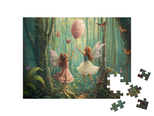 Puzzel 100 stukjes „De vliegende feeënprinsessen in het magische feeënbos“
