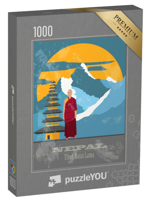 Puzzel 1000 stukjes „Vectorillustratie: oriëntatiepunt van Nepal“
