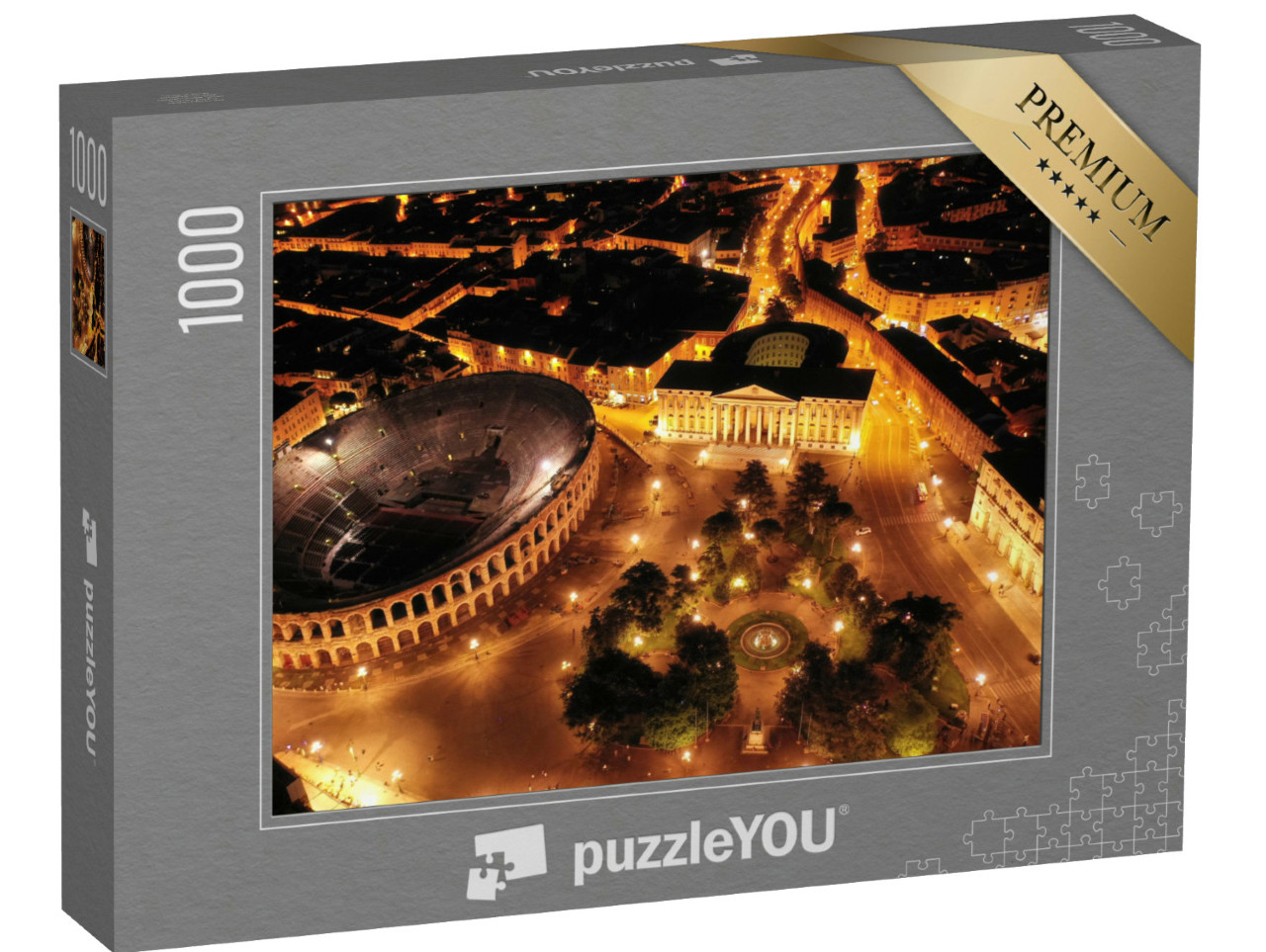 Puzzel 1000 stukjes „Theater en stadhuis op Piazza Bra in Verona, Lombardije, Italië“