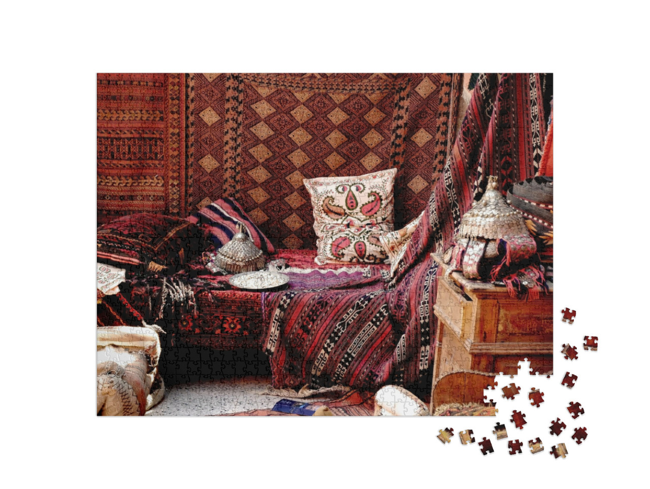 Puzzel 1000 stukjes „Tapijtwinkel van een bazaar, Turkije“