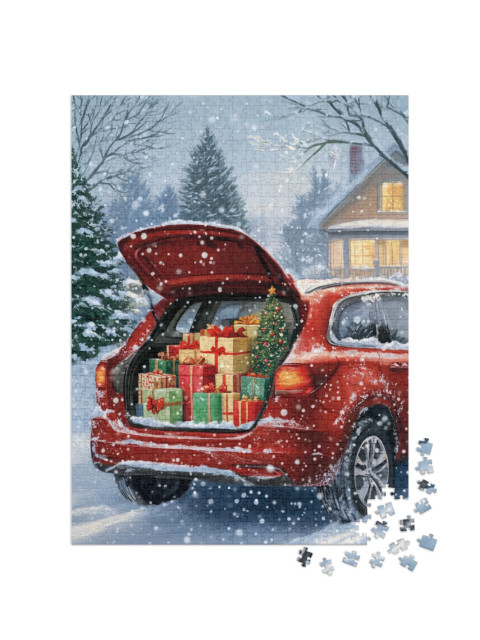 Puzzel 1000 stukjes „Voiture chargée de cadeaux“