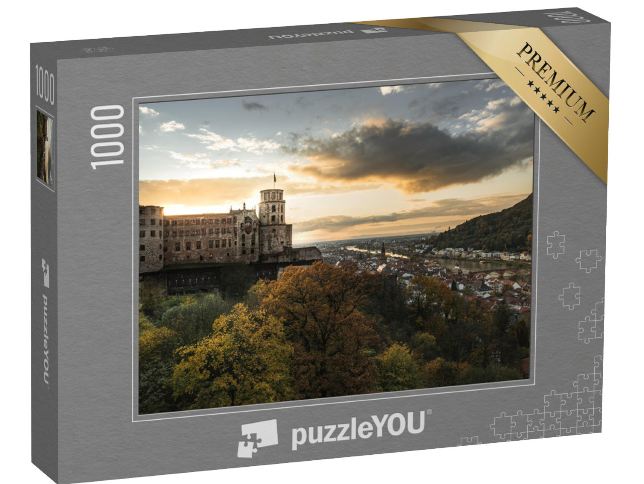 Puzzel 1000 stukjes „Avondsfeer boven Heidelberg“