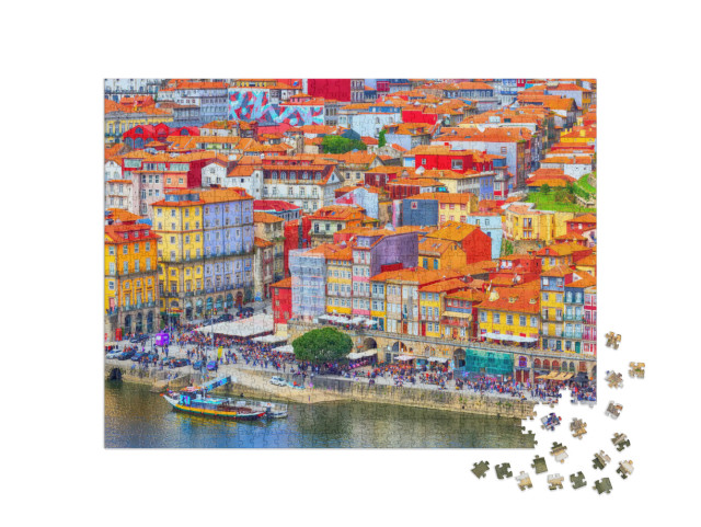 Puzzel 1000 stukjes „Prachtig en kleurrijk Porto, Portugal“