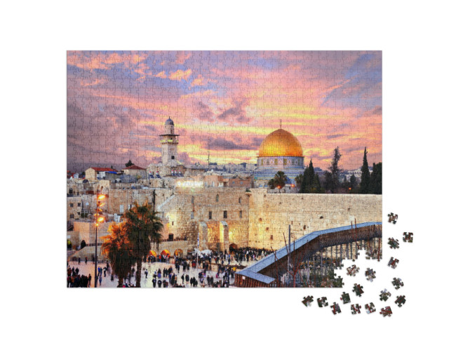 Puzzel 1000 stukjes „Oude Stad bij de Westelijke Muur met de Tempelberg, Jeruzalem, Israël“
