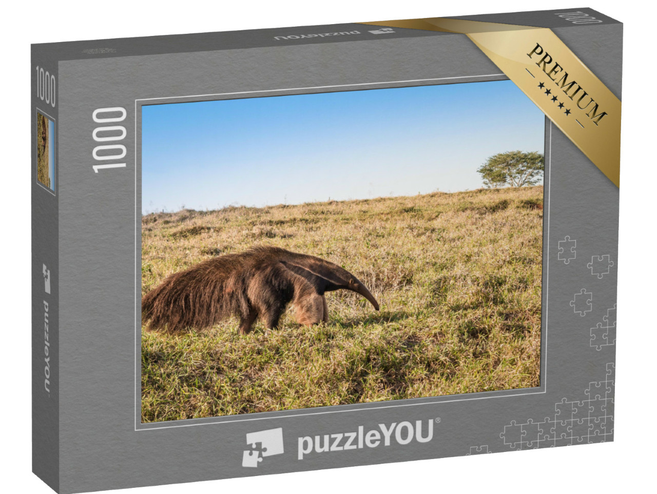 Puzzel 1000 stukjes „Een wilde reuzenmiereneter in de wei“