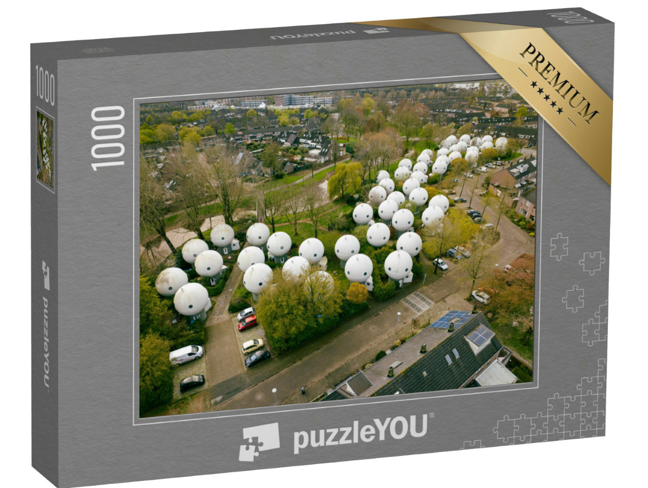 Puzzel 1000 stukjes „s-Hertogenbosch, provincie Noord-Brabant, experimentele uienhuizen genaamd Bolwoningen“
