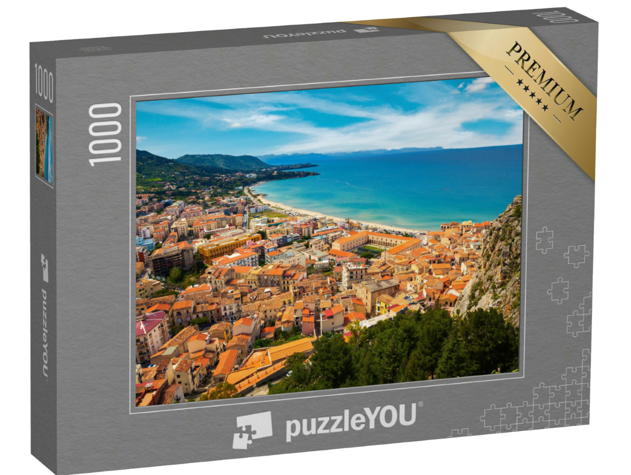 Puzzel 1000 stukjes „Cefalu van boven, Sicilië, Italië“
