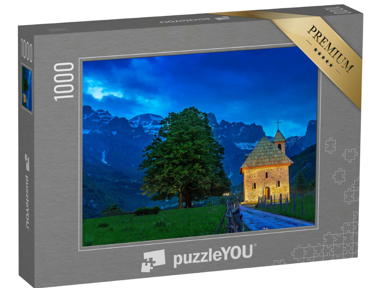 Puzzel 1000 stukjes „Kerk in het dorp Thethi, Theth Valley, Albanië“