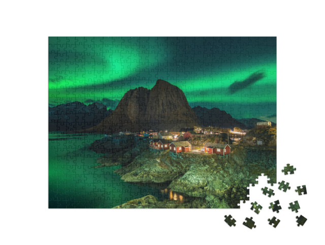 Puzzel 500 stukjes „Prachtig noorderlicht in Noorwegen“