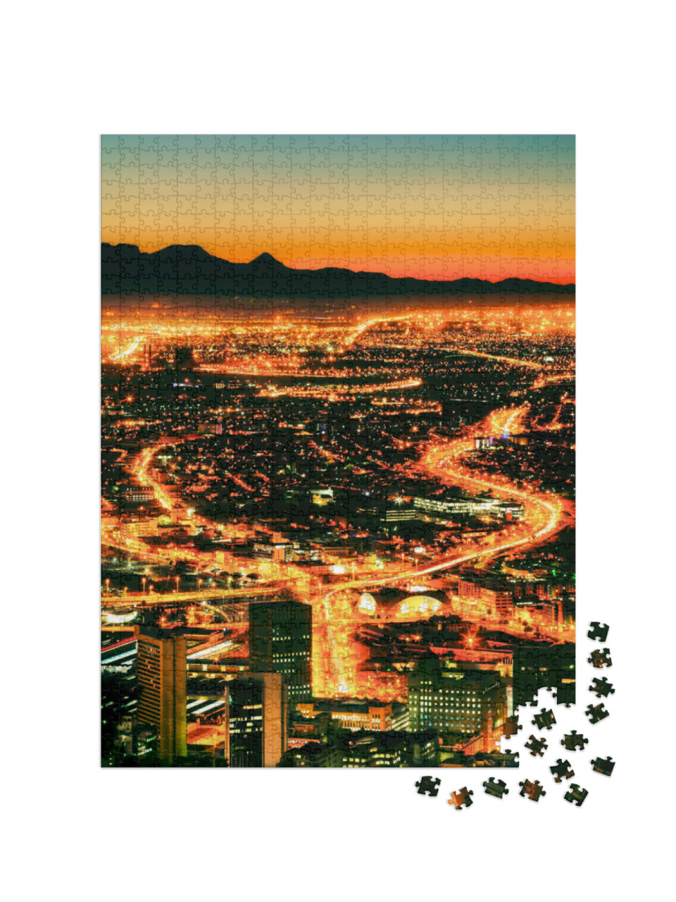 Puzzel 1000 stukjes „Nachtzicht van Kaapstad vanaf Signal Hill“