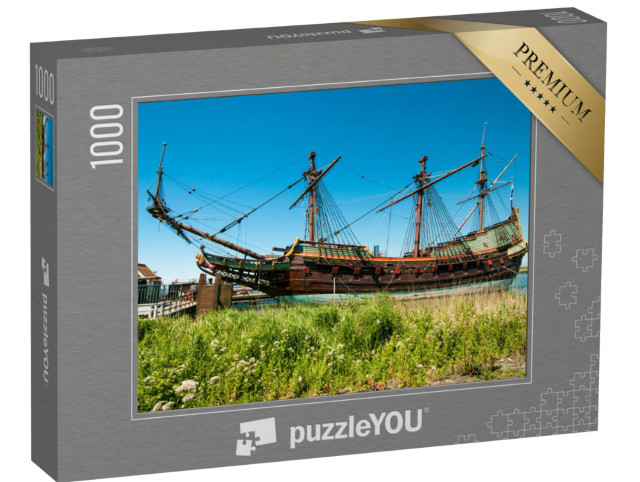 Puzzel 1000 stukjes „Historisch schip in de Bataviahaven in Lelystad, Nederland“