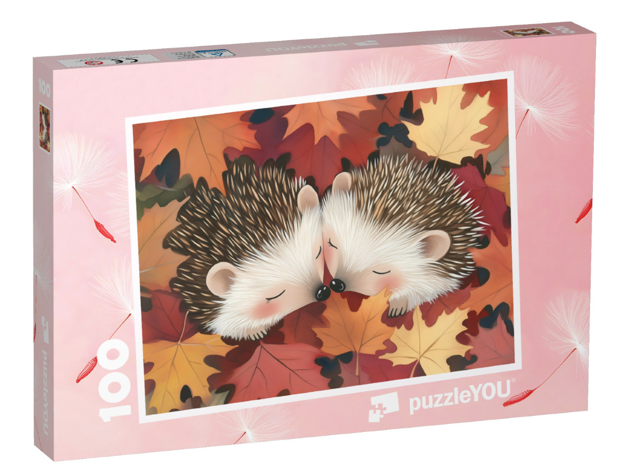 Puzzel 100 stukjes „Knuffeltijd in de knusse warme bladeren“