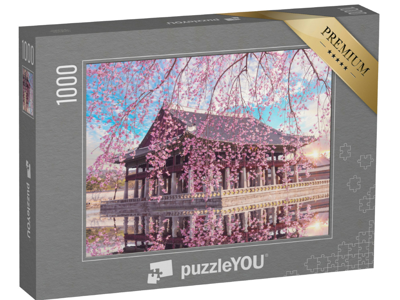 Puzzel 1000 stukjes „Kersenbloesem bij het Gyeongbokgung Paleis in Seoul“