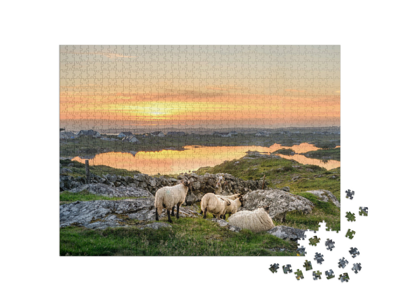 Puzzel 1000 stukjes „Zonsondergang in Connemara, Ierland“