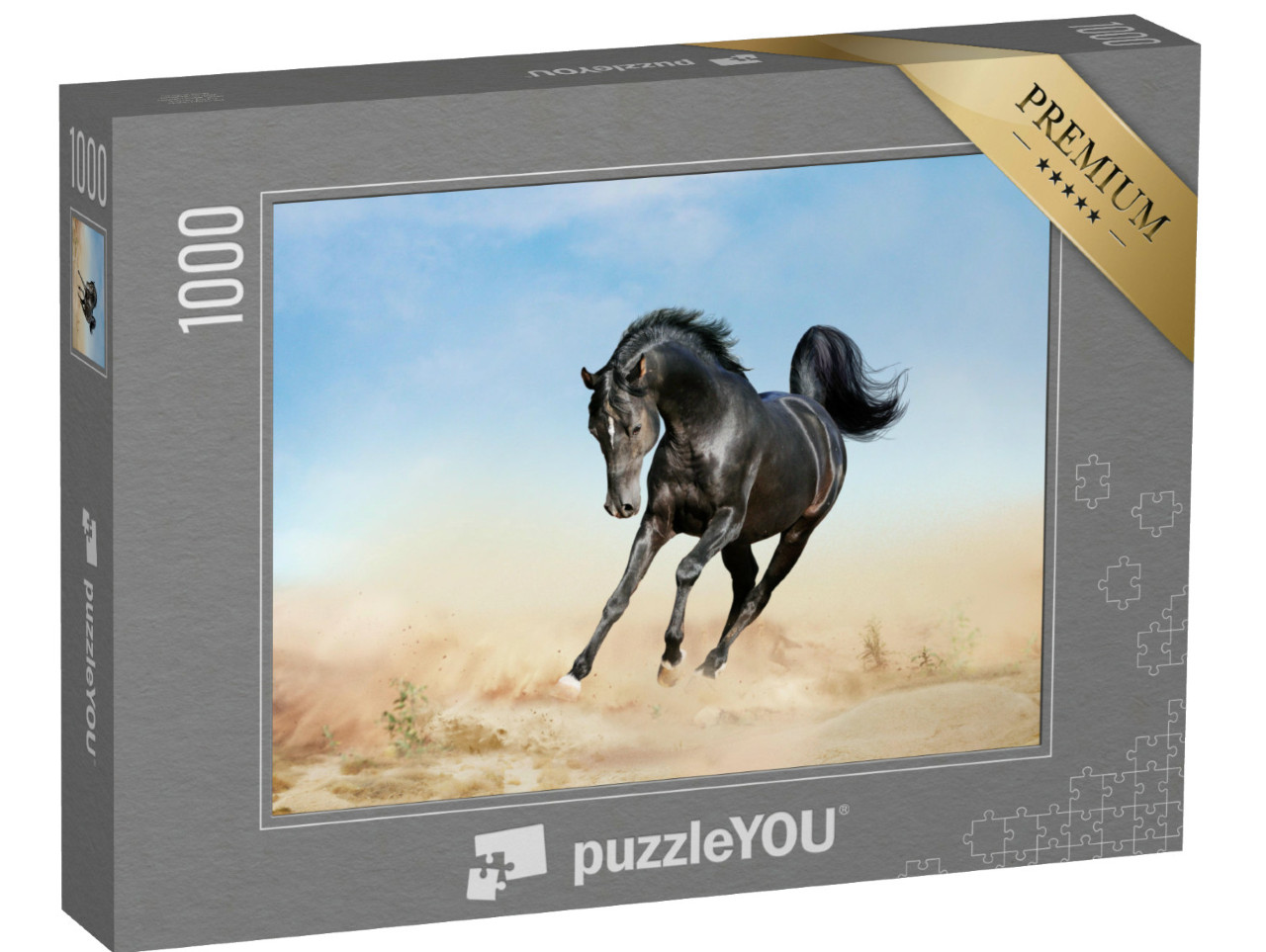 Puzzel 1000 stukjes „akhal-teke paard rent door woestijn“